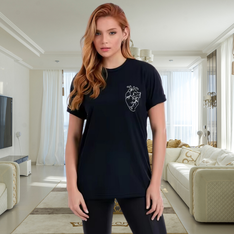 Camiseta Algodão Estampa Coração