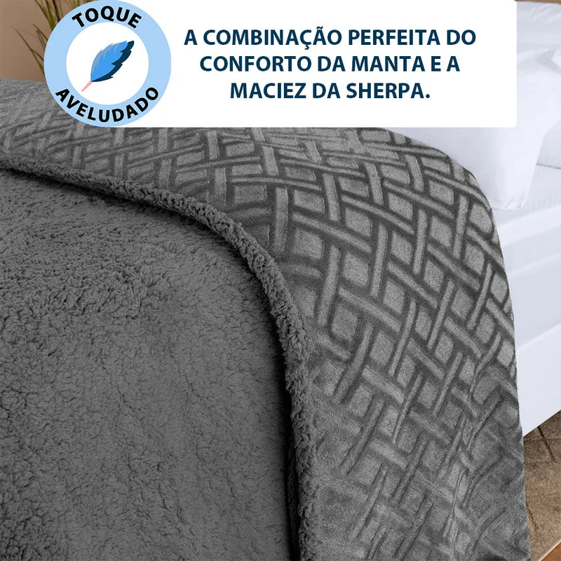 Coberdrom Aveludado Dupla-Face com Sherpa + Flannel Brushed