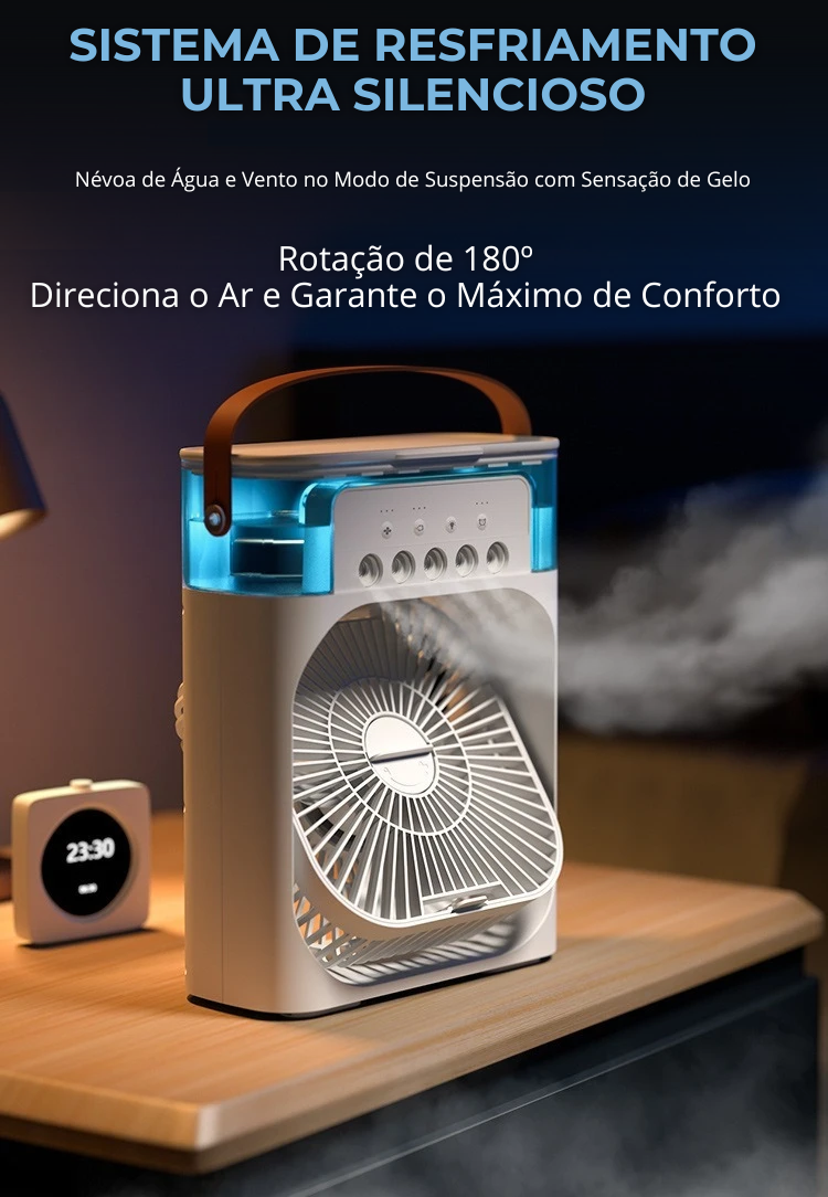 Umidificador, Climatizador e Ventilador Portátil