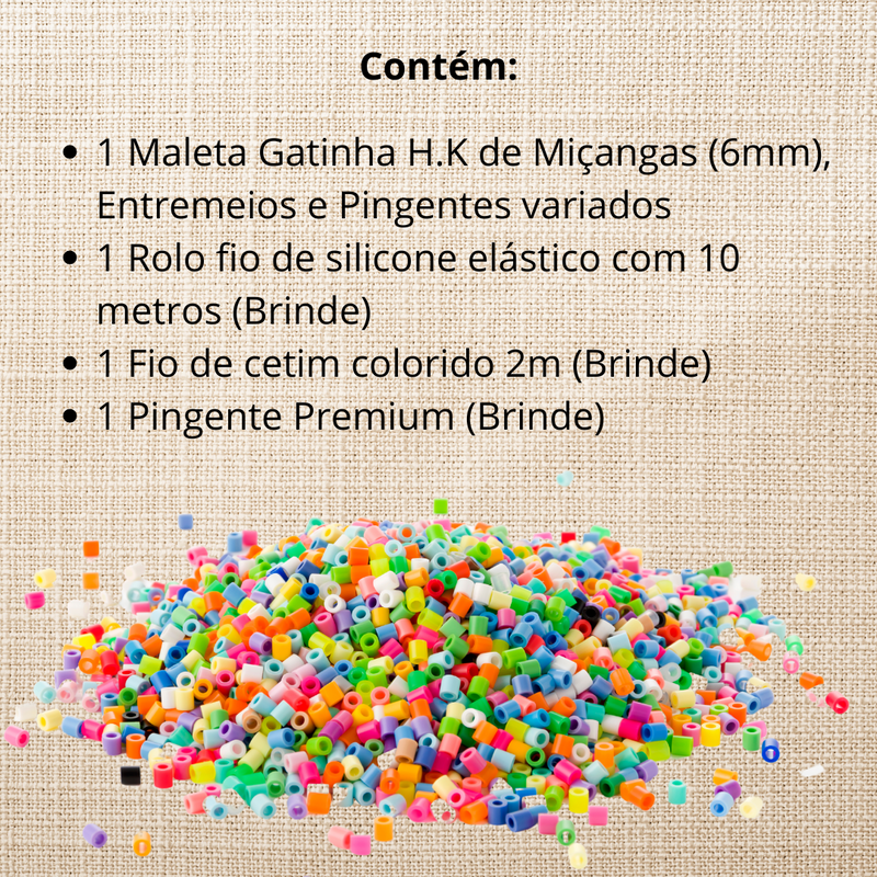 Maleta Gatinha - Kit de Miçangas c/ 1.850 Peças