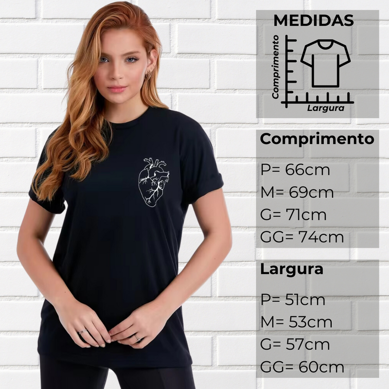 Camiseta Algodão Estampa Coração