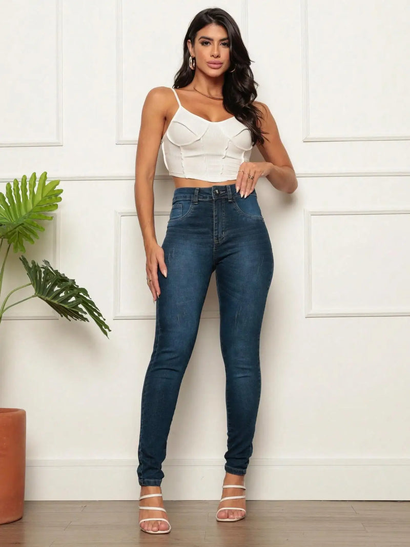 Calça Jeans Skinny Modeladora Feminina de Alta Qualidade