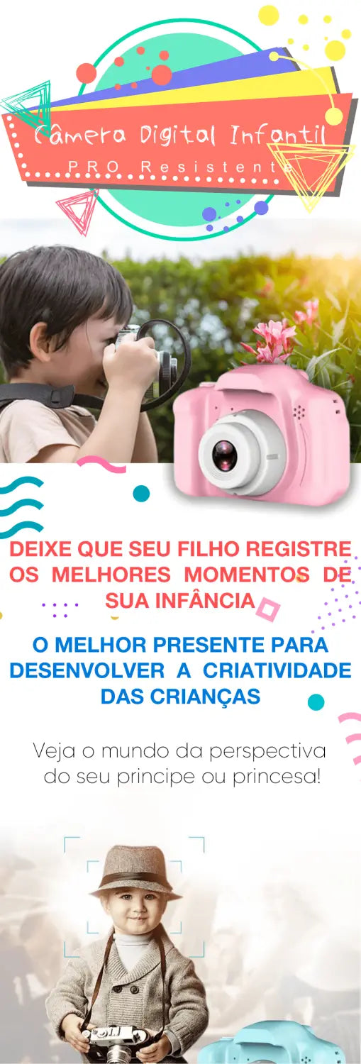 Câmera Digital Infantil PRO Resistente + Cartão 32G