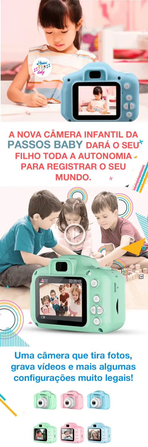 Câmera Digital Infantil PRO Resistente + Cartão 32G