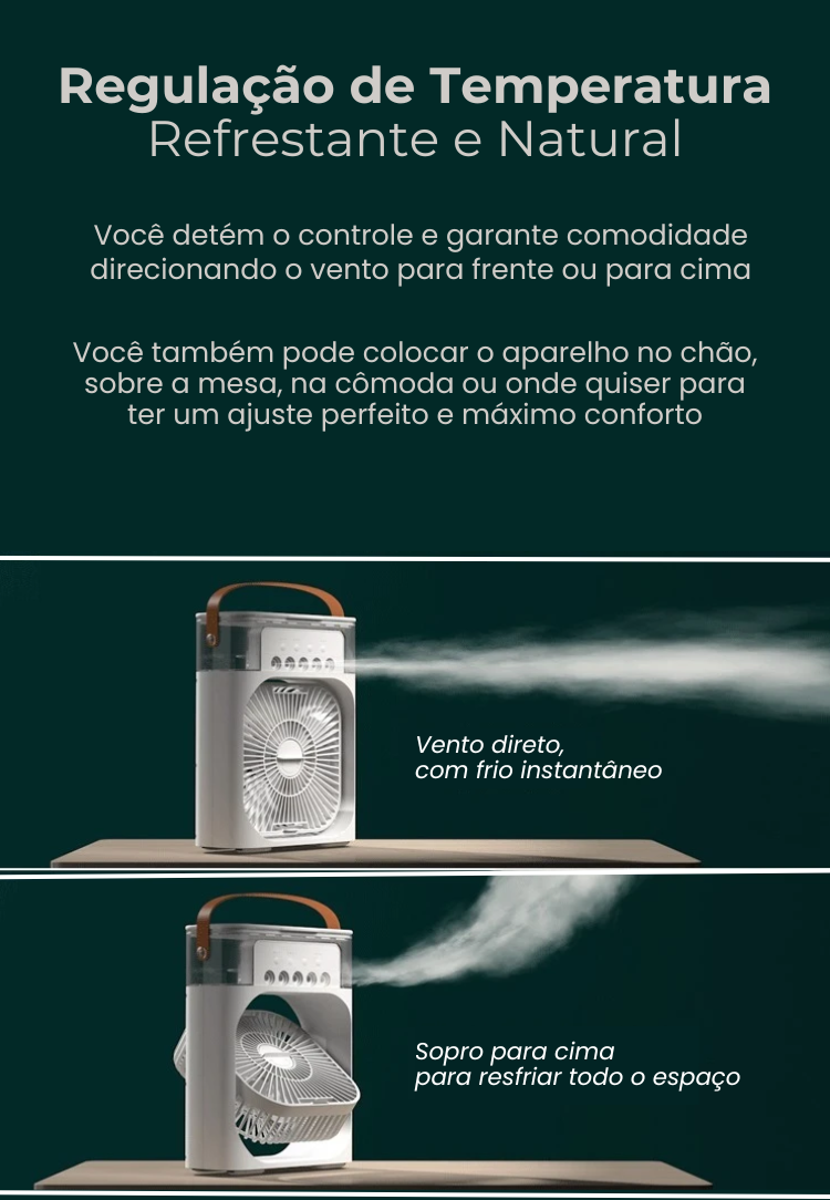 Umidificador, Climatizador e Ventilador Portátil