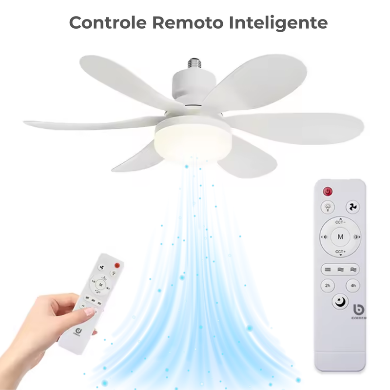 Super Ventilador de Teto c/ Luminária LED e Controle Remoto Inteligente