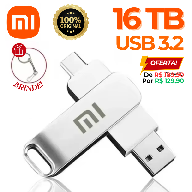 Pen Drive de Alta Velocidade 16TB USB3.2 + Brinde