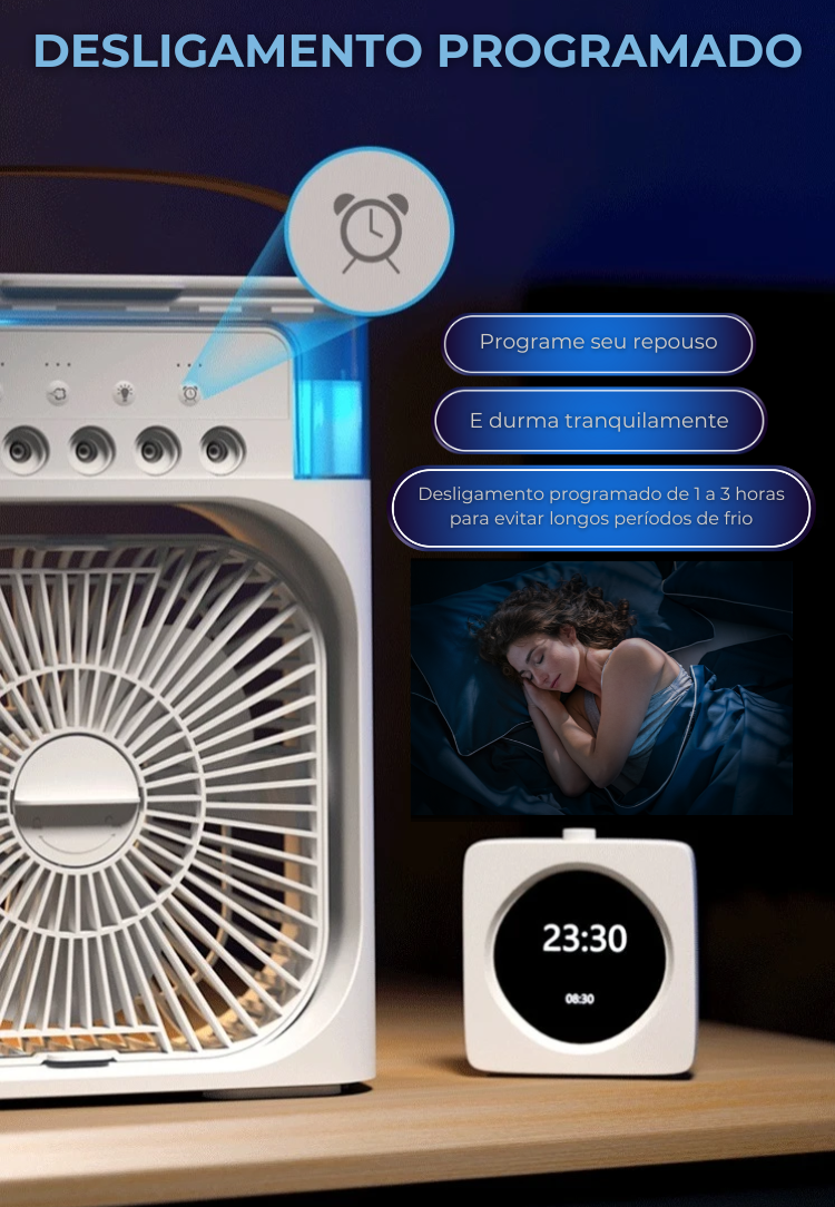 Umidificador, Climatizador e Ventilador Portátil