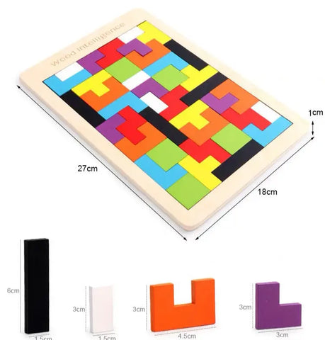 Tetris 3D - Quebra-cabeça colorido de Madeira Original