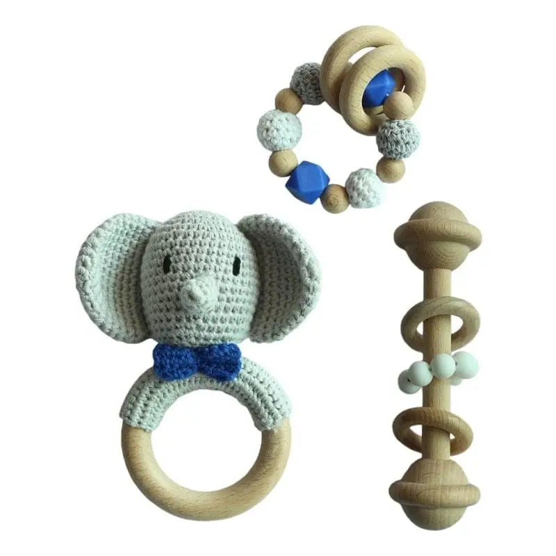 Kit Primeiros Brinquedos - Montessori Para Meninos e Meninas - Elefante azul B - Montessori -edu-143