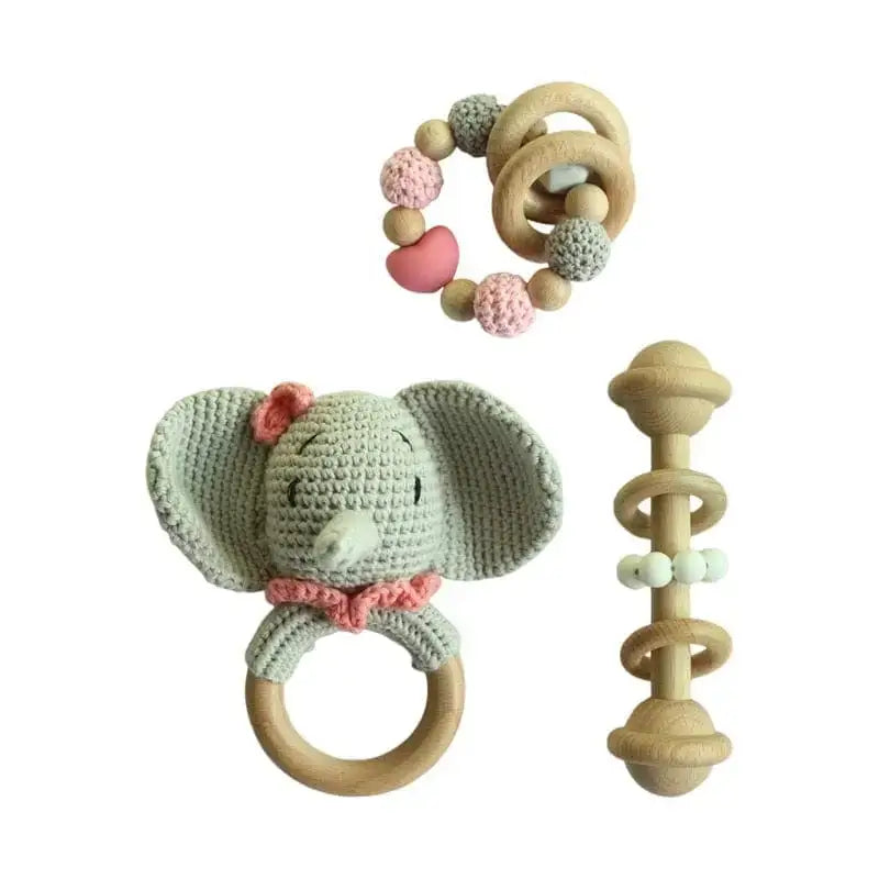 Kit Primeiros Brinquedos - Montessori Para Meninos e Meninas - Elefante rosa B - Montessori -edu-143