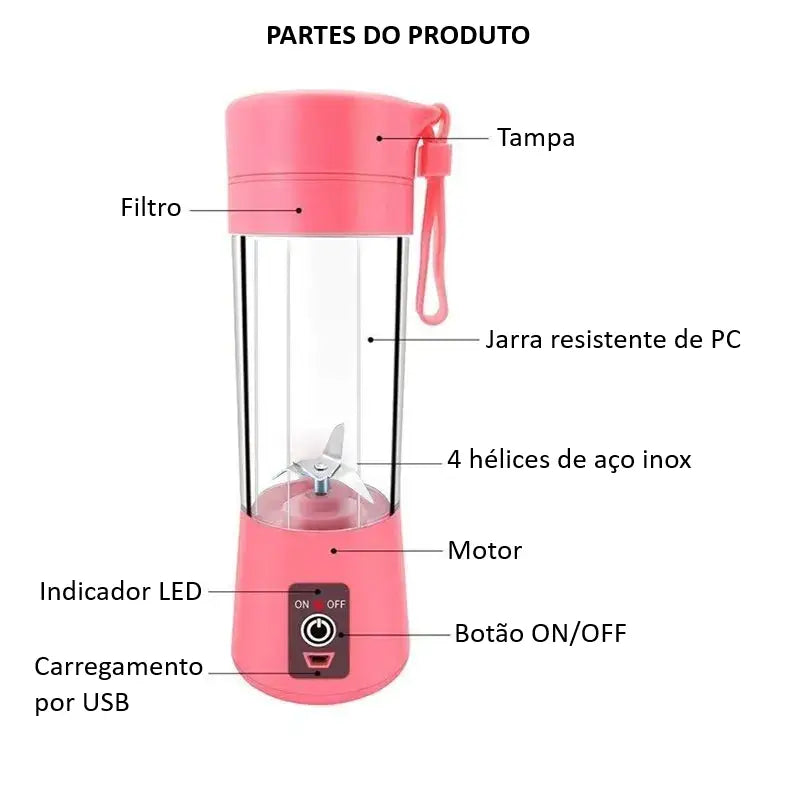 Liquidificador Portátil Power Juice 6 Láminas