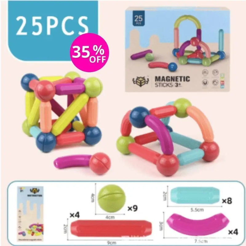 Magna toys® - Brinquedo Magnético + Brinde - 25 pçs - Diversão - brin - 098