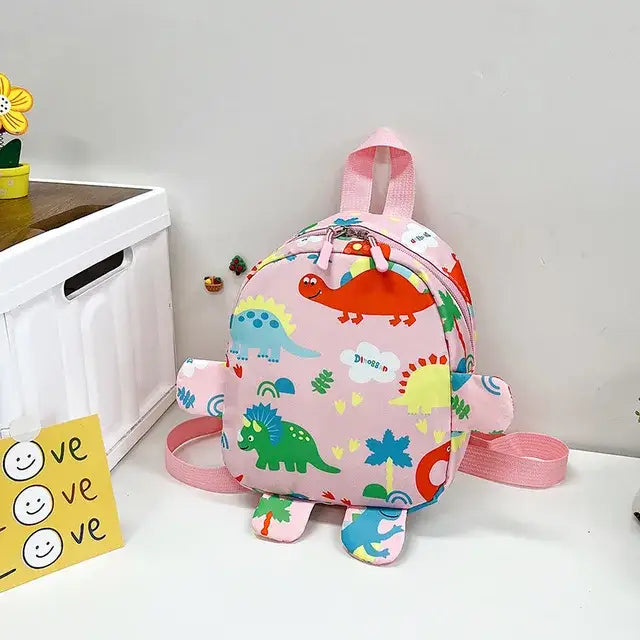 Mochila Infantil Estampada - Rosa com dinossauros