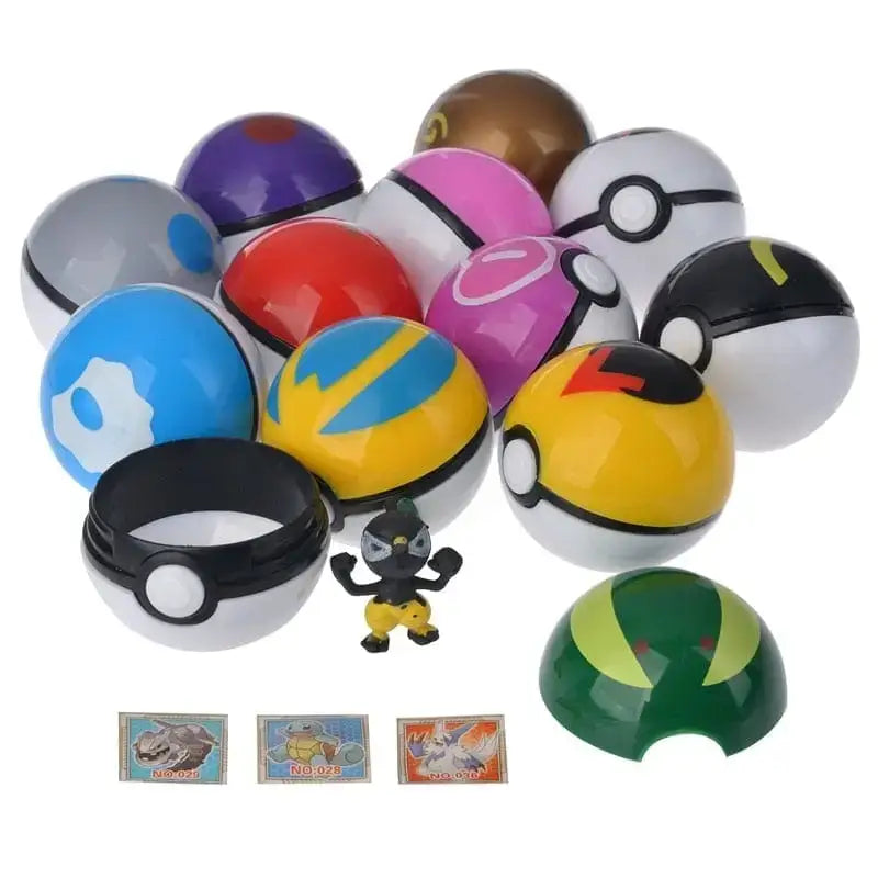 Pokebola Kit C/12 Pçs com Miniatura de Pokémon dentro - Pokebola - -brin-196