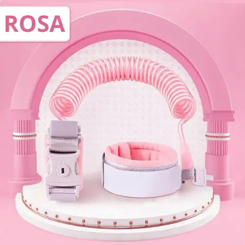 Pulseira Guia de Proteção Infantil Anti-Perda (com Chave de Segurança) - Rosa