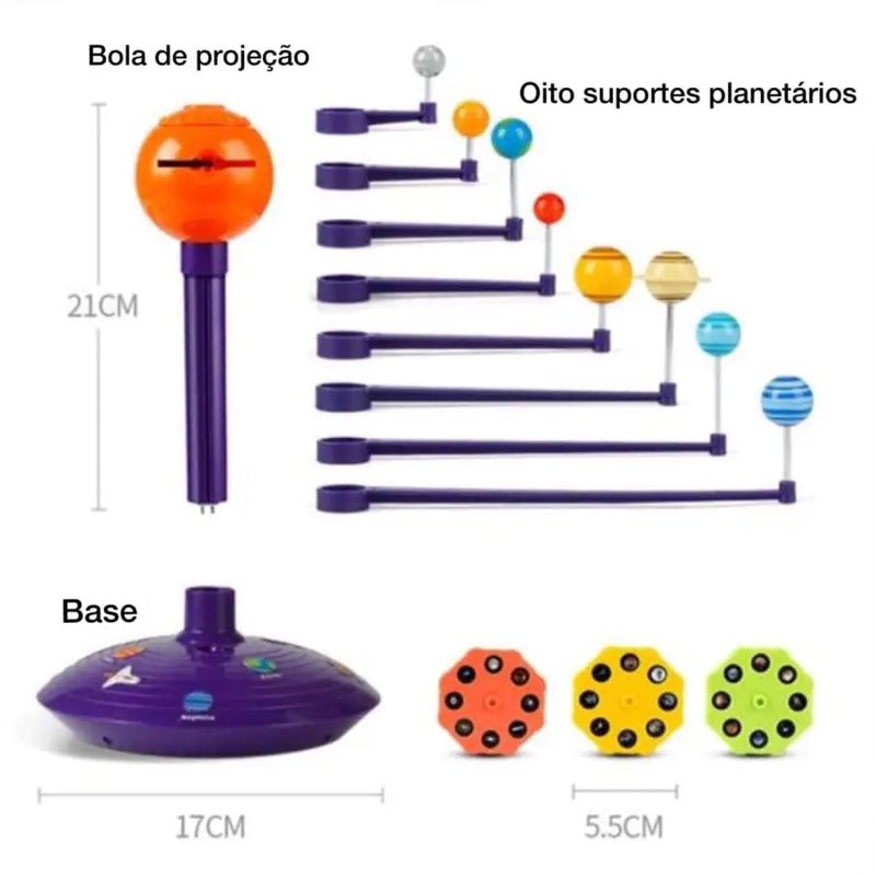 Sistema Solar Oito Planetas Com Luz e Projeção - Para seu filho construir - Sistema Solar - brin - 216