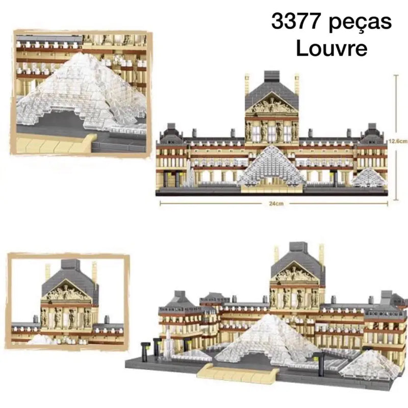 Super Blocos Para Construção De Monumentos - Louvre 3377 Peças - Super Blocos - brin - 219