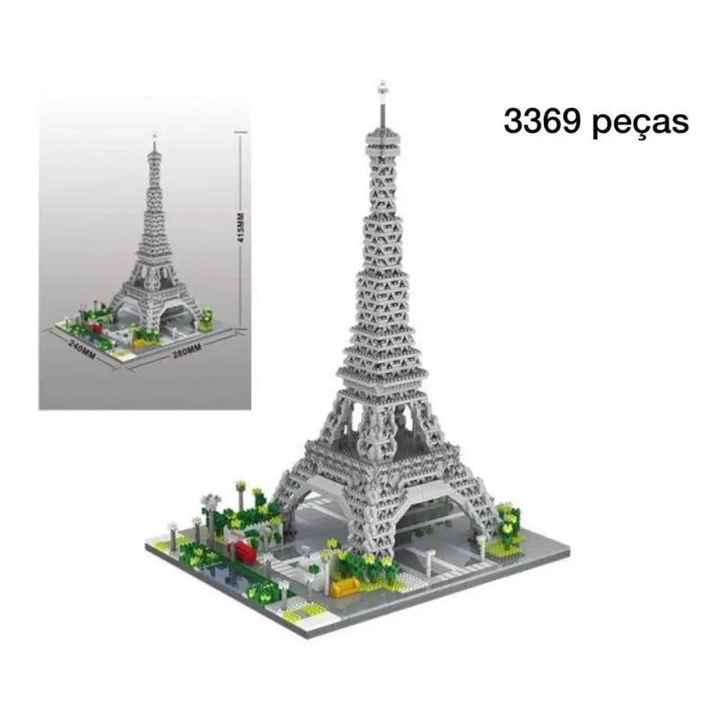 Super Blocos Para Construção De Monumentos - Torre Eiffel 3369 Peças - Super Blocos - brin - 219