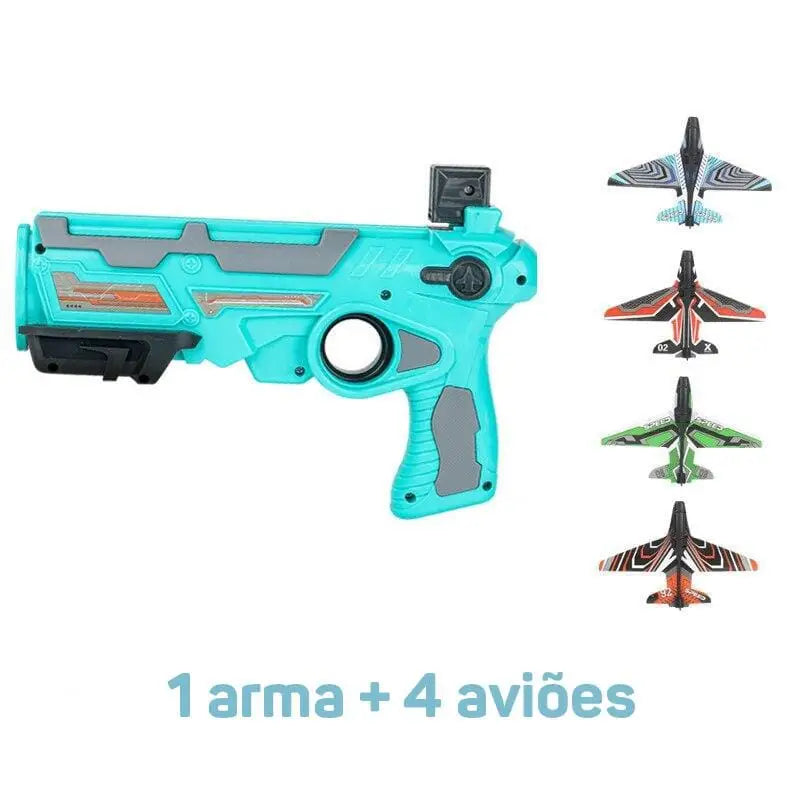 Super Max Lança Aviões - Arma azul +4 avião - max avioes - brin - 220